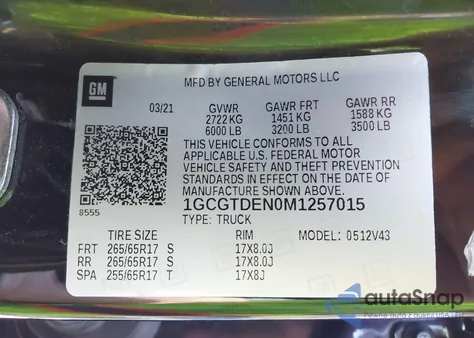 2021 Chevrolet Colorado 4Wd Long Box Z71 z USA, uszkodzony, nr VIN 1GCGTDEN0M1257015